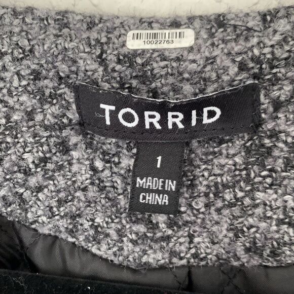 Torrid Fit & Flare Tweed Jacket Asymmetrical Zip Marled Gray Women Plus 1X Moto - Picture 5 of 10